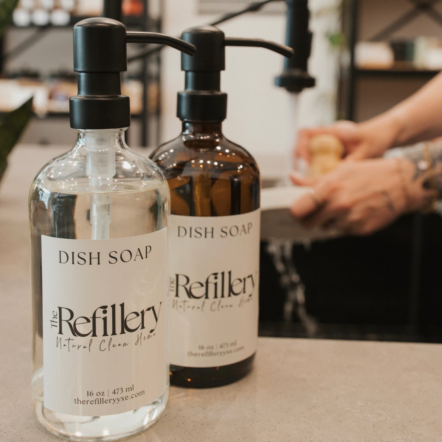 Dish Soap Filled Glass Bottle