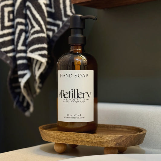 Hand Soap Filled Glass Bottle