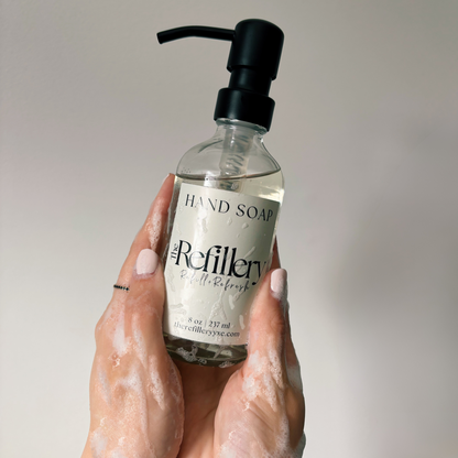 Hand Soap Filled Glass Bottle